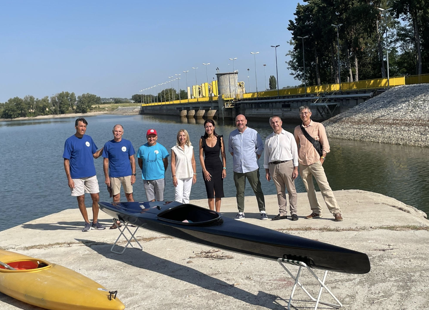 Gli amministratori di Misano, Cattolica e San Giovanni in visita al nuovo punto canoa sulla diga del Conca